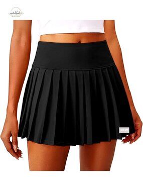 High Waist Pleated Tennis Skirt with Inner Shorts Quick Dry Athletic